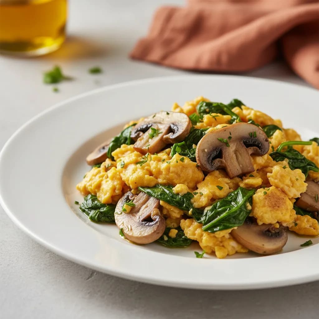 Revuelto de Champiñones y Espinacas