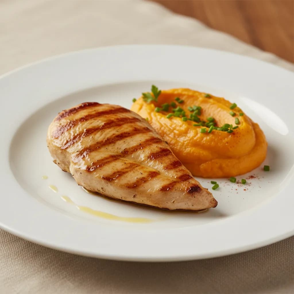 Pechuga de Pavo a la Plancha con Puré de Boniato