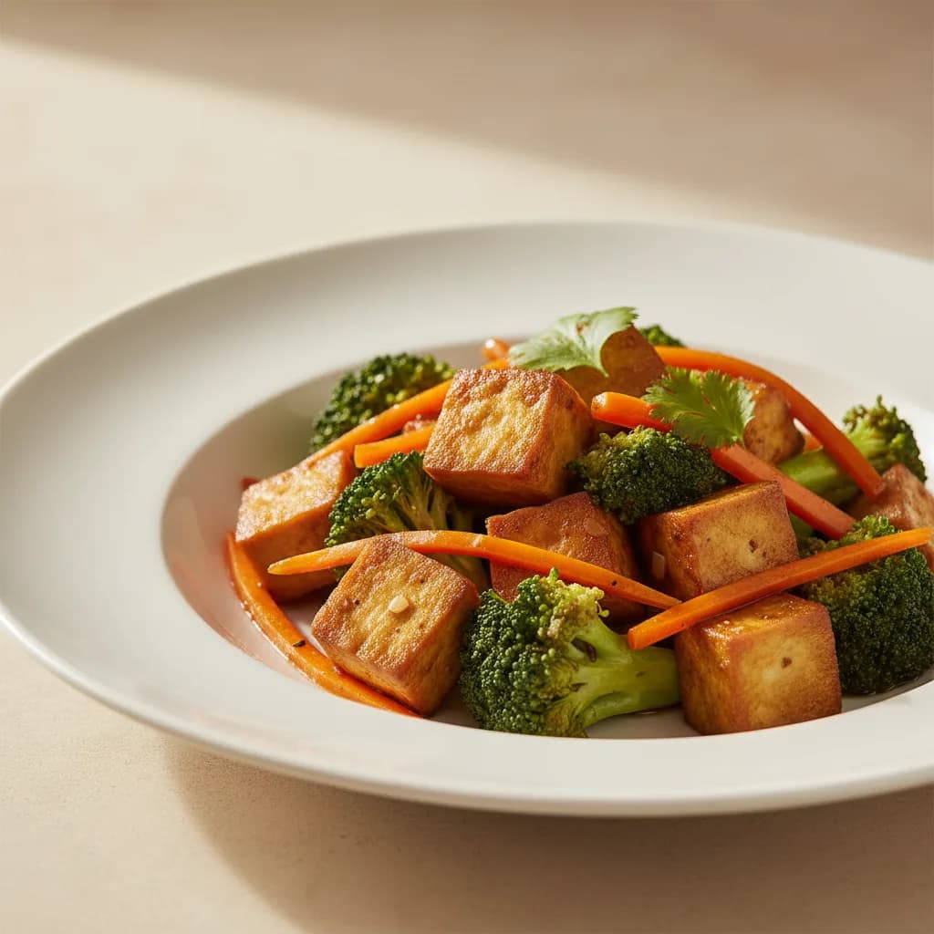 Salteado de Tofu con Brócoli y Zanahoria