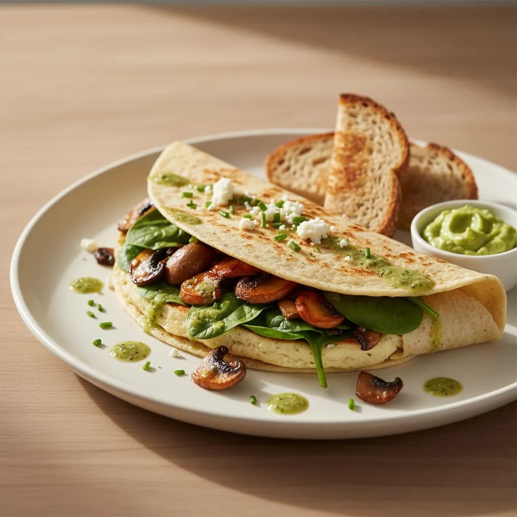 Wrap de Claras con Champiñones y Espinacas