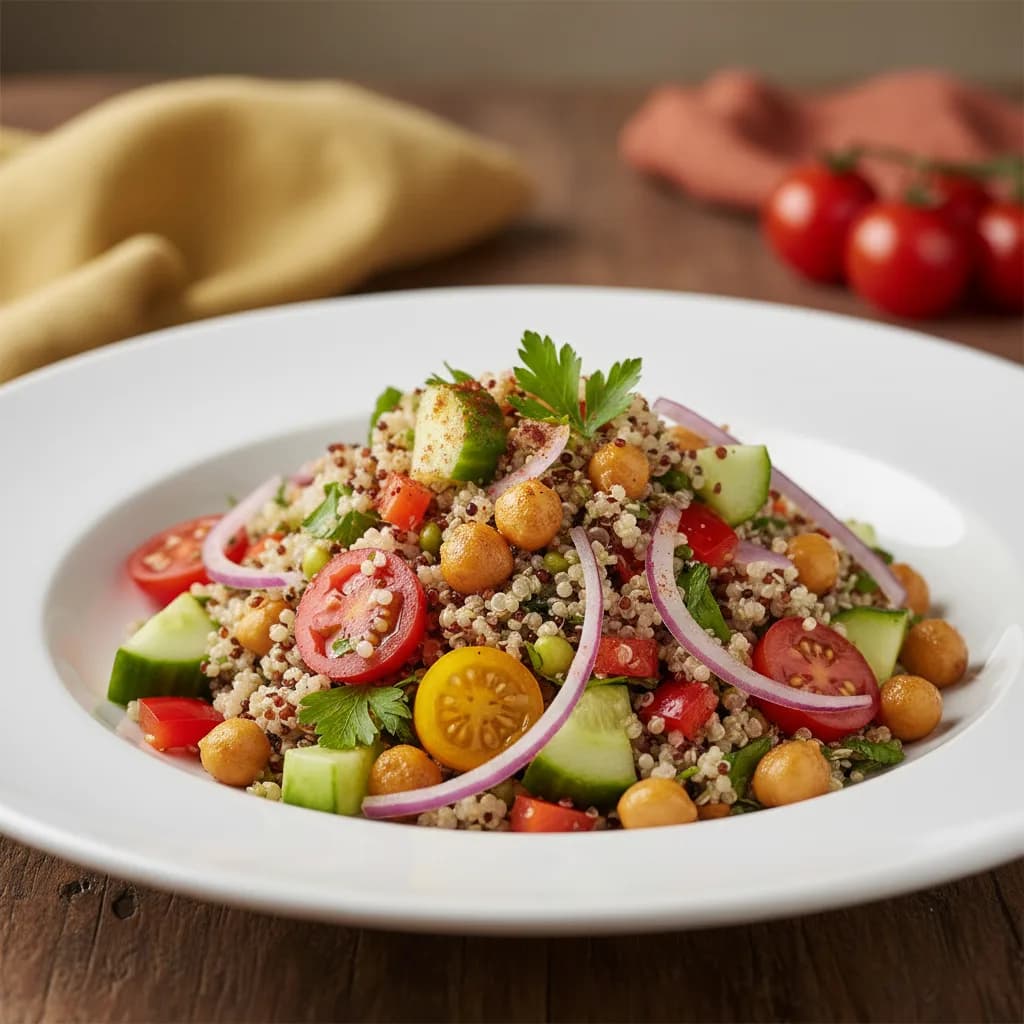 Ensalada de Quinoa con Garbanzos y Vegetales Frescos