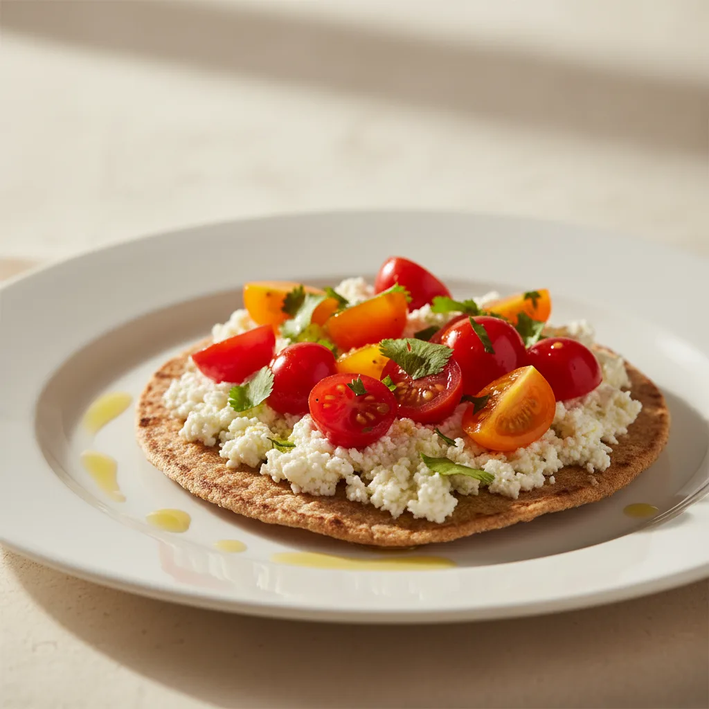 Tostada Integral con Queso Fresco y Tomates Cherry
