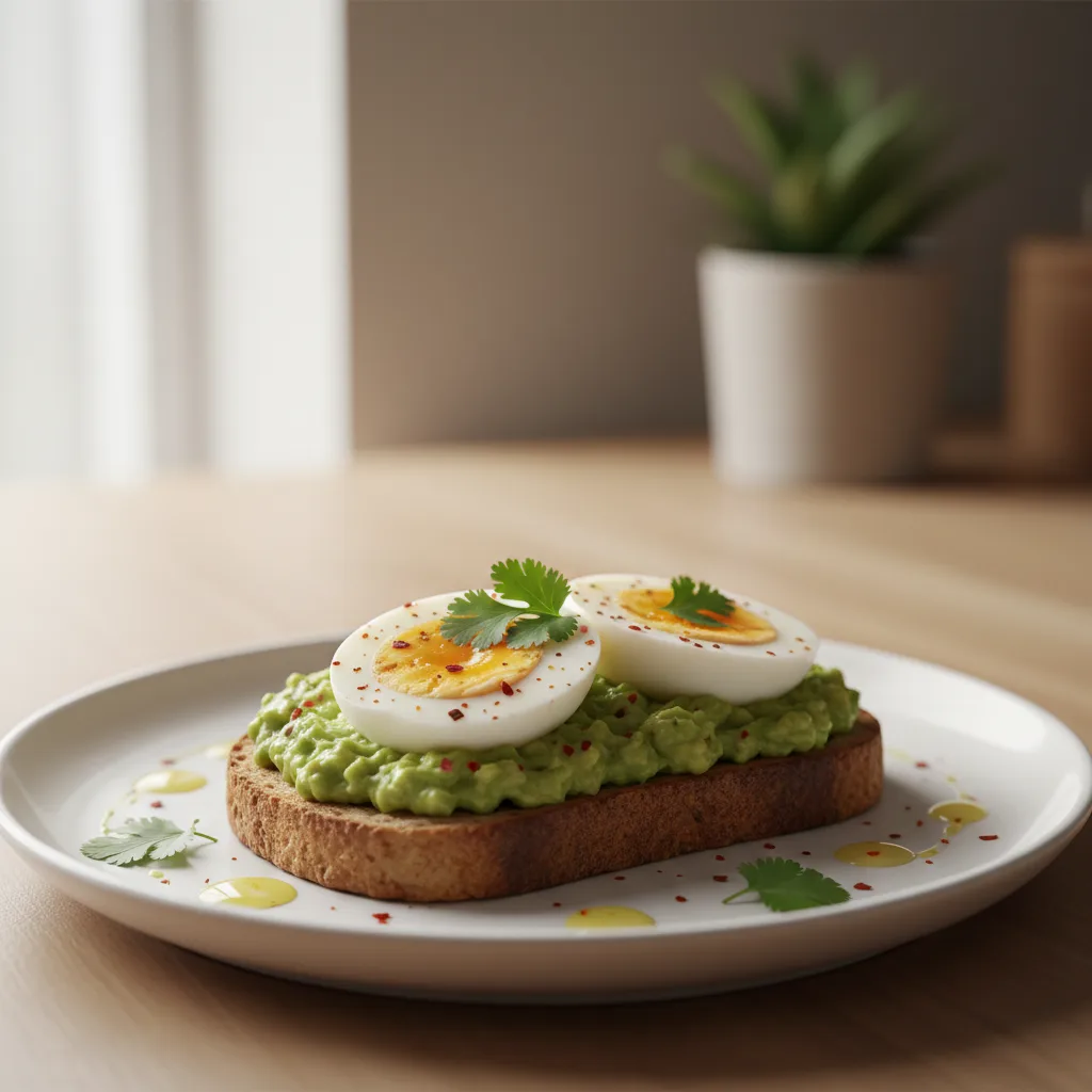 Tostada Integral con Aguacate y Huevo Cocido