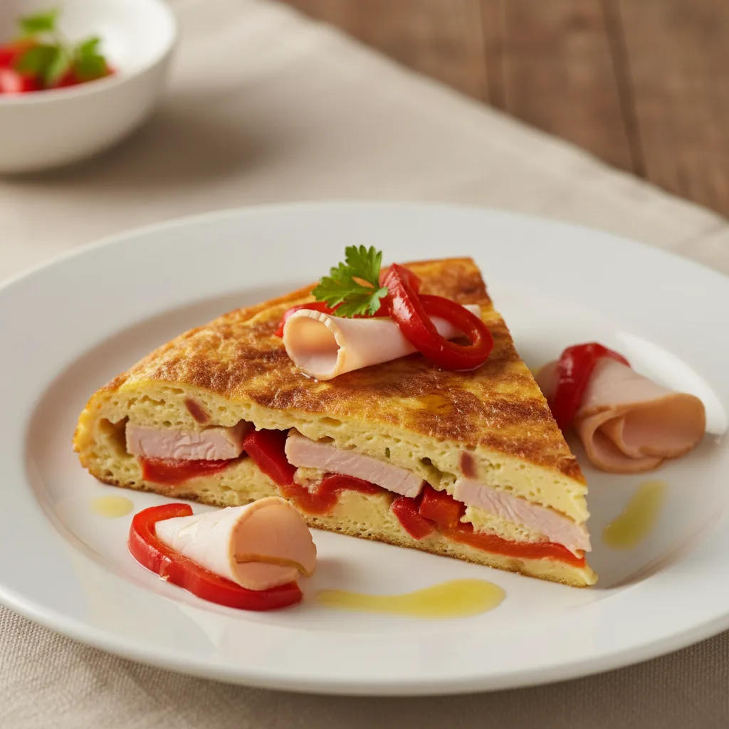 Tortilla de Claras con Lomo de Pavo y Pimiento