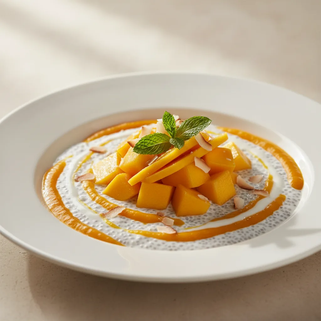 Pudding de Chía con Mango y Bebida de Coco
