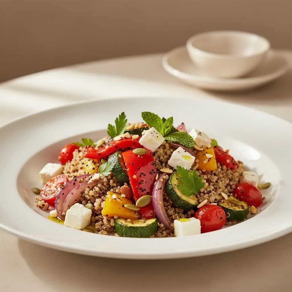 Ensalada de Quinoa y Verduras Asadas con Feta
