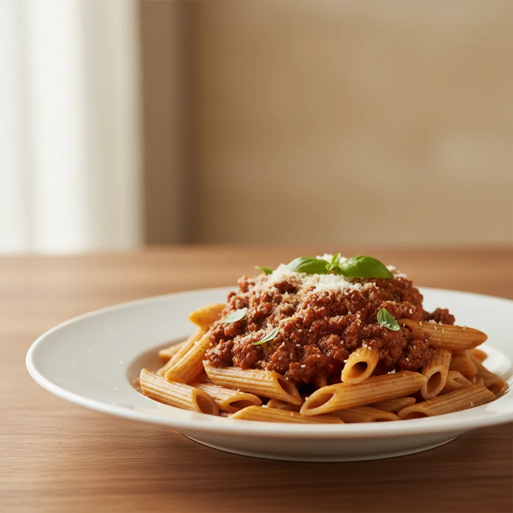 Penne Integral con Salsa Boloñesa de Vacuno