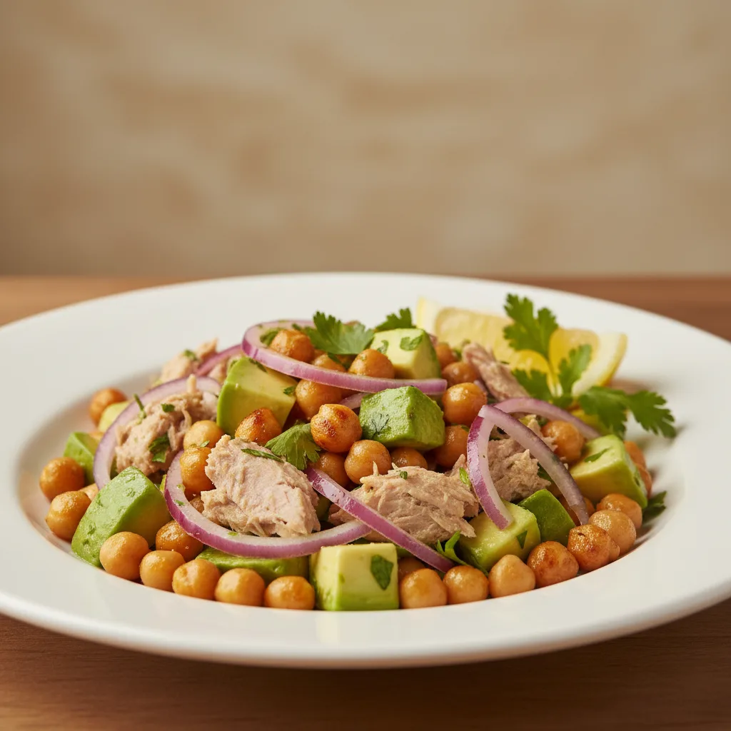 Ensalada de Atún y Garbanzos con Aguacate