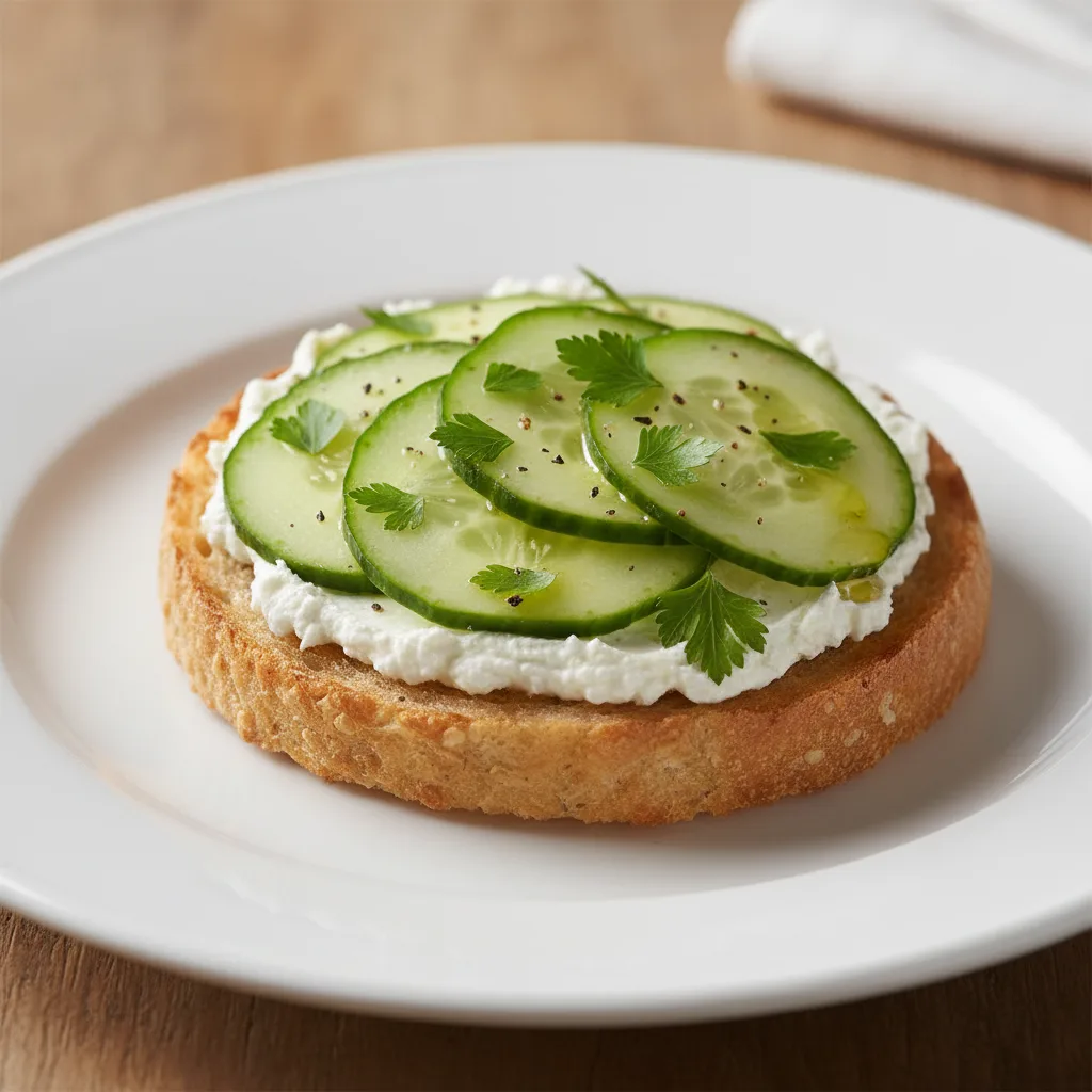 Tostada de Queso Untar, Pepino y Perejil