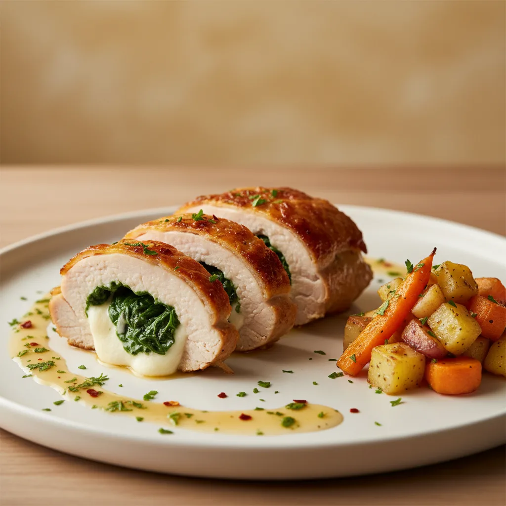 Pechuga de Pavo Rellena de Queso y Espinacas al Horno