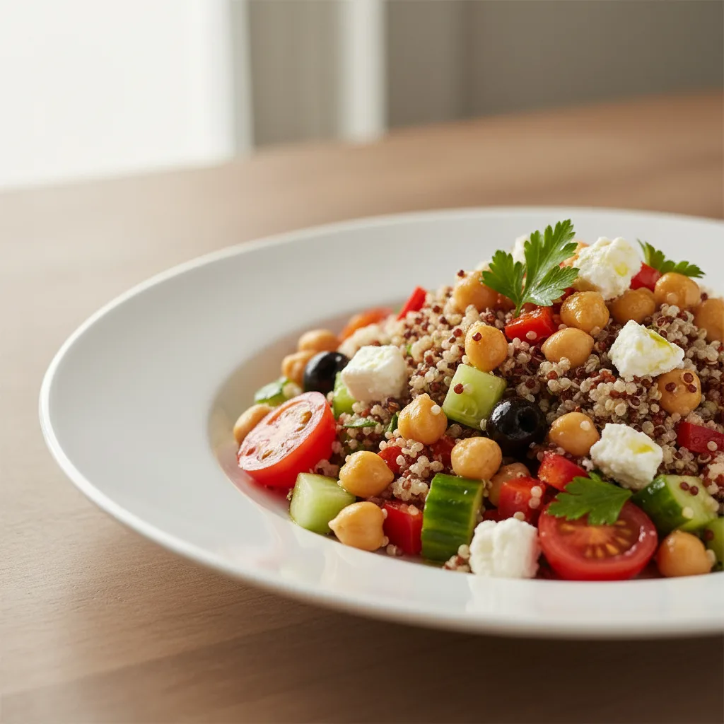 Ensalada Mediterránea de Quinoa con Garbanzos y Feta