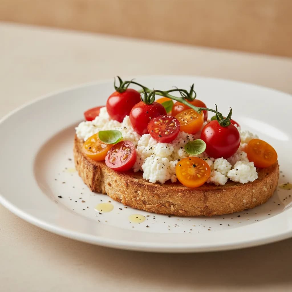 Tostada Integral con Queso Fresco y Cherry