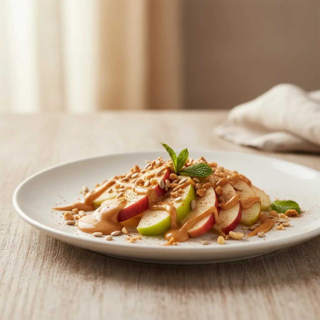 Manzana con Crema de Cacahuete y Pipas