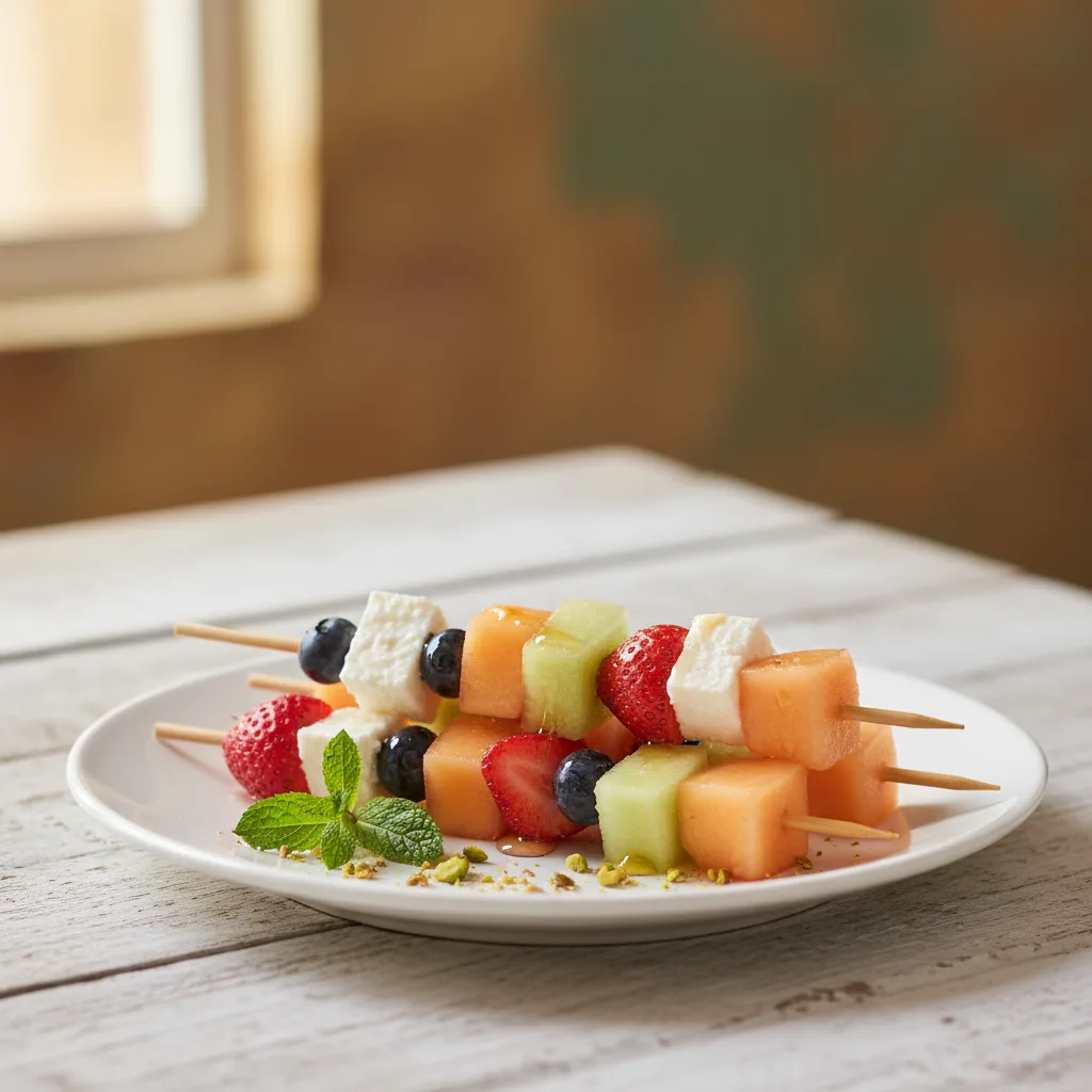 Brocheta de Frutas y Queso Fresco