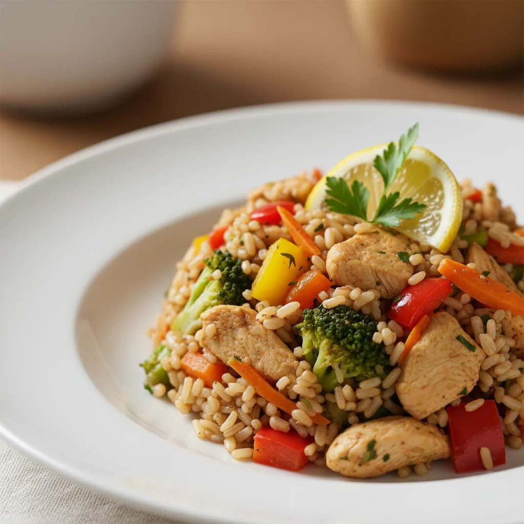 Arroz Integral con Pollo y Verduras