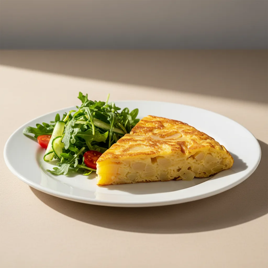 Tortilla de Patata y Cebolla con Ensalada Verde