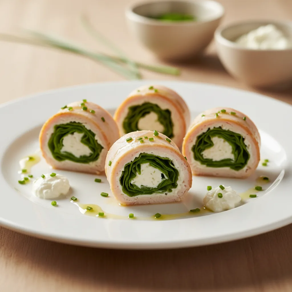 Rollitos de Pavo y Queso Untable con Lechuga