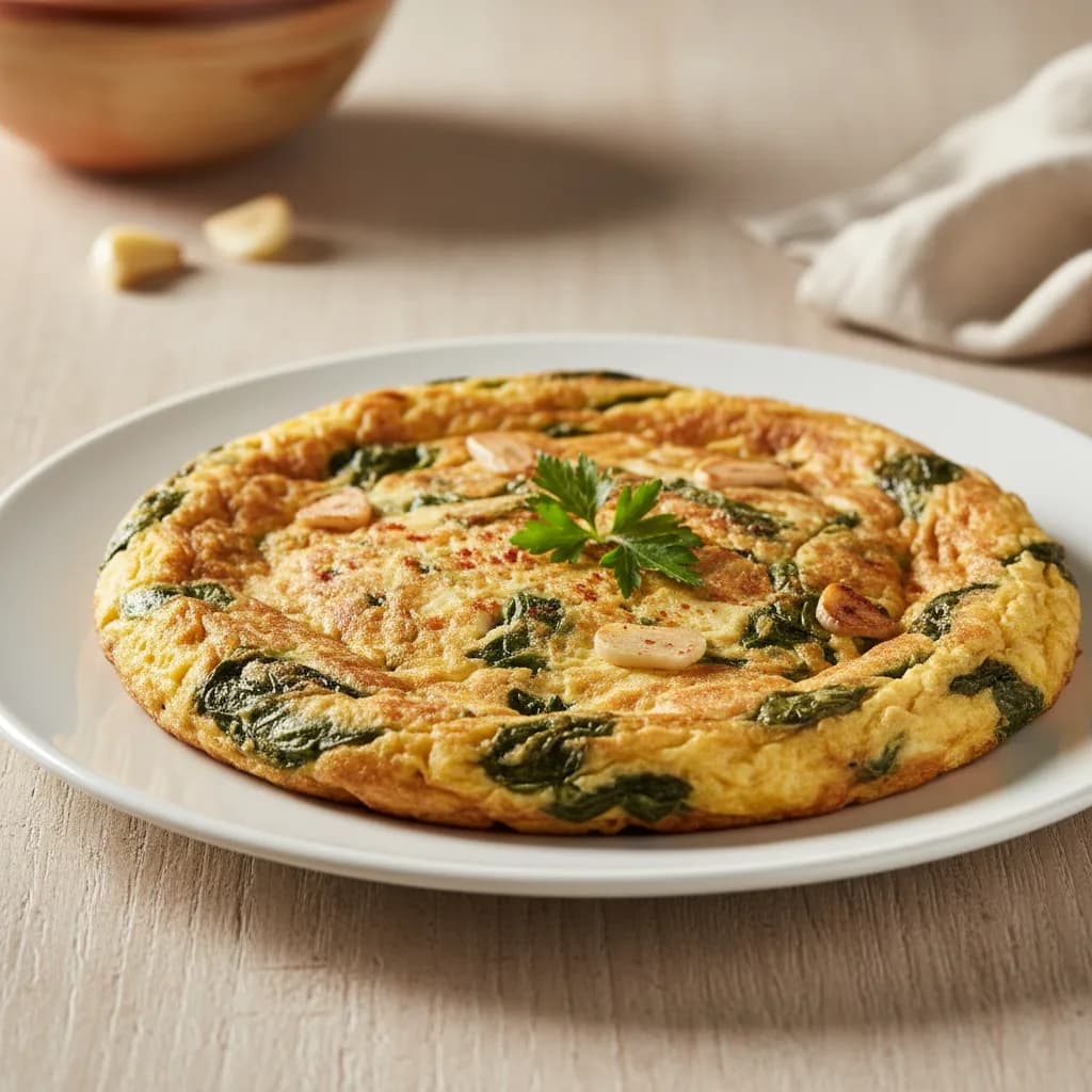 Tortilla de Claras con Espinacas y Ajo