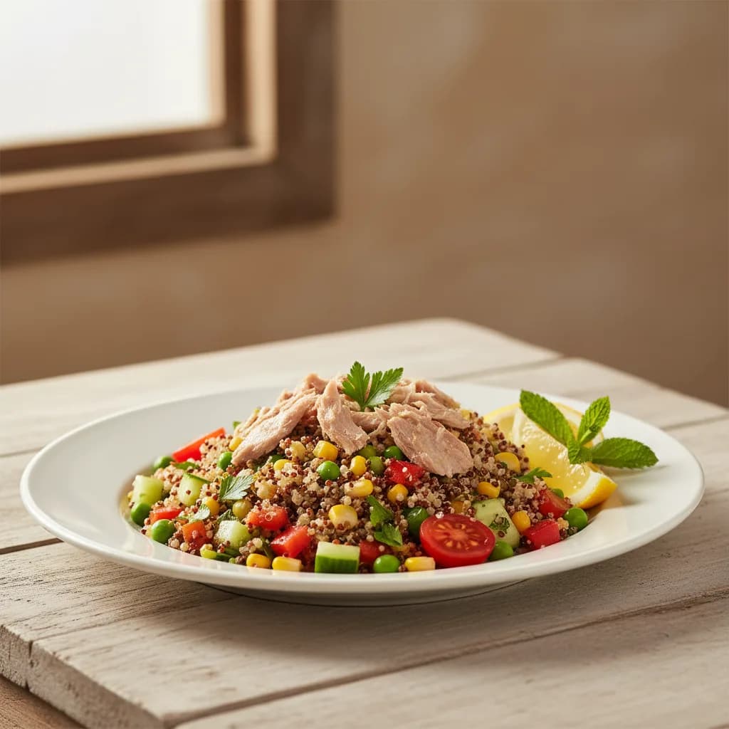 Ensalada de Quinoa con Atún y Verduras Frescas