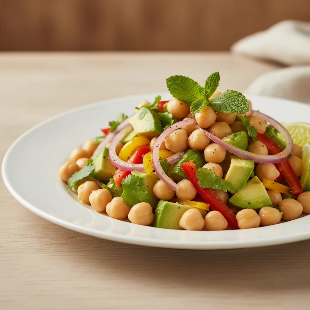 Ensalada de Garbanzos con Aguacate y Vinagreta de Limón
