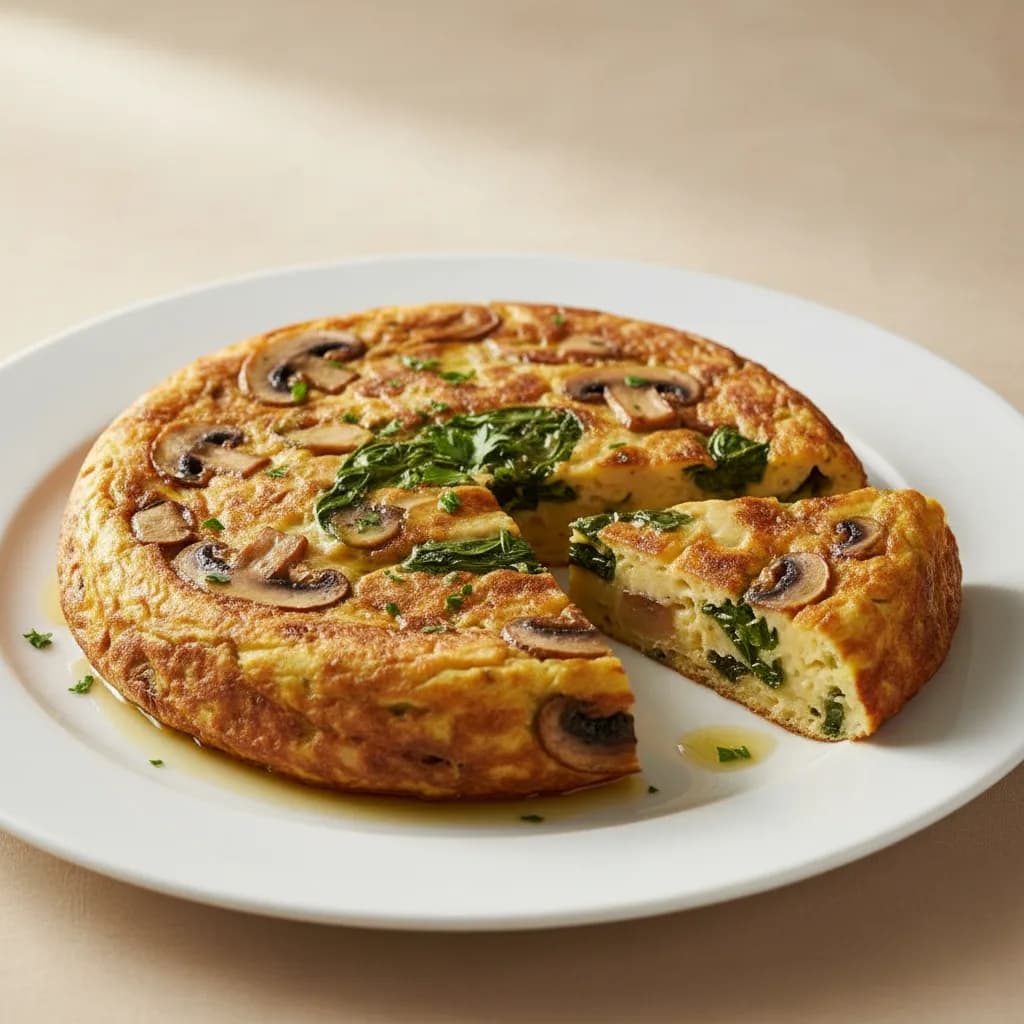 Tortilla de Champiñones y Espinacas