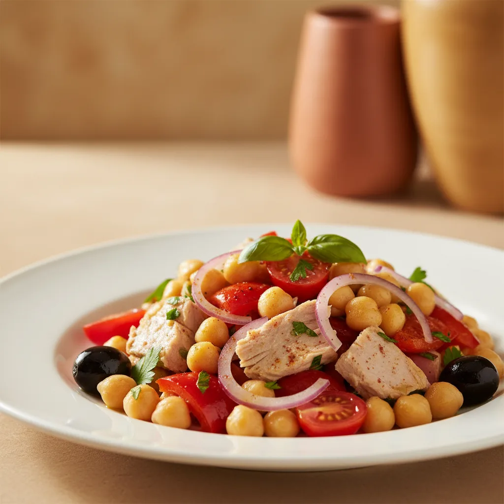 Ensalada Completa de Garbanzos y Atún