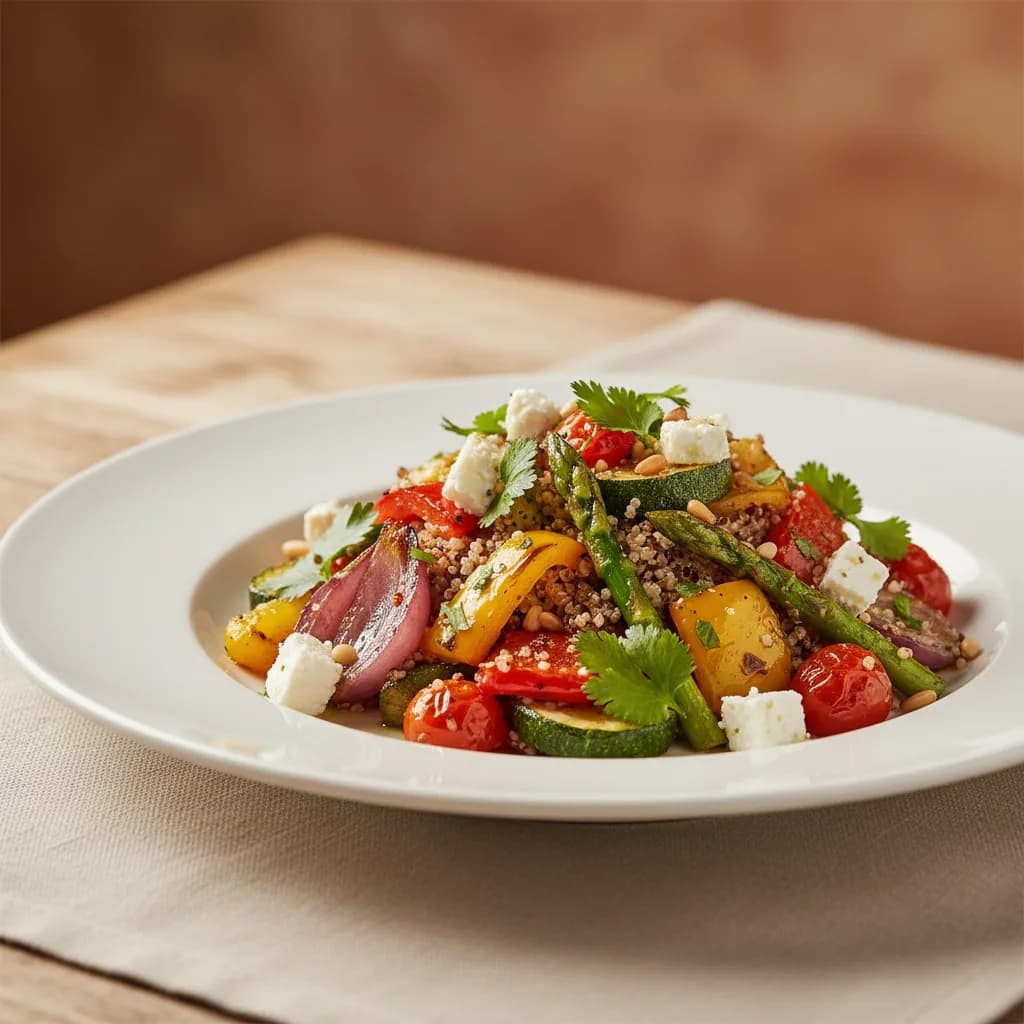 Quinoa con Verduras Asadas y Queso Feta