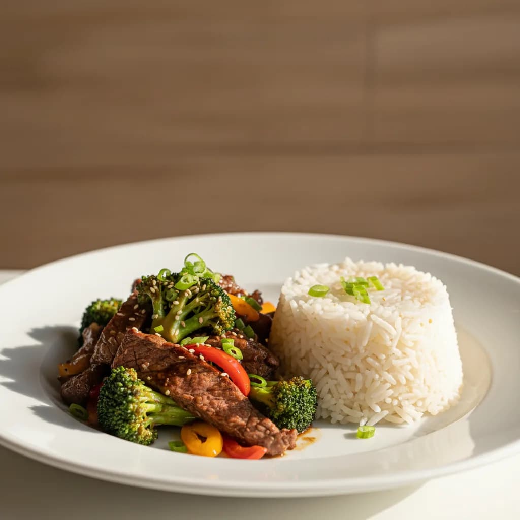Wok de Vacuno con Brócoli y Arroz Basmati